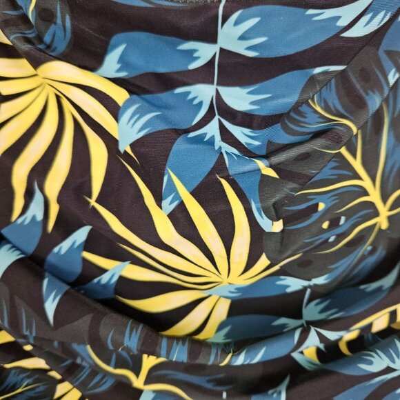 Tropical Print Womens Large One-Piece Swimsuit Crisscross Back Straps Cutout - Picture 6 of 7